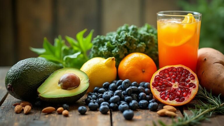 Une variété de fruits et légumes frais sur une table en bois