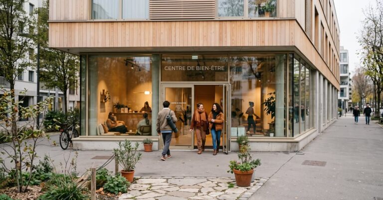 Centre de bien-être moderne avec espace de détente zen et ambiance apaisante