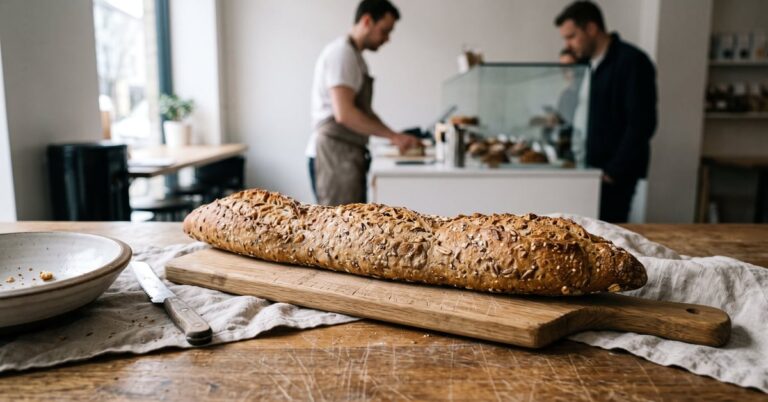 Baguette française traditionnelle en gros plan, nutrition baguette pain blanc valeur nutritive