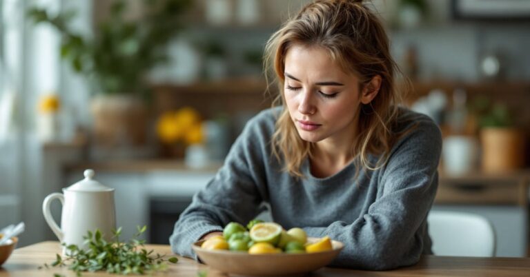 Remède naturel diarrhée : gingembre, camomille et charbon actif sur une surface en bois